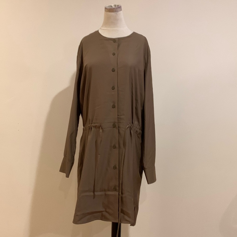 Uniqlo Brown Button-Up Long Sleeve Dress